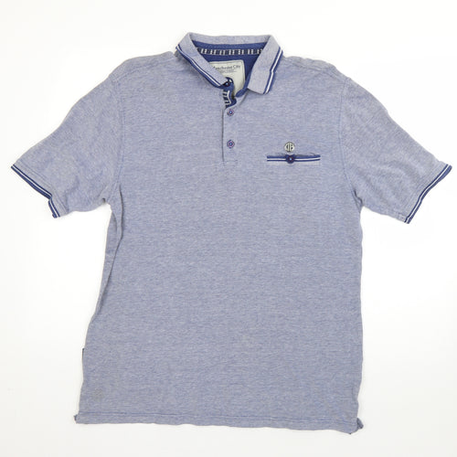 Manchester City Mens Blue  Cotton  Polo Size L Collared