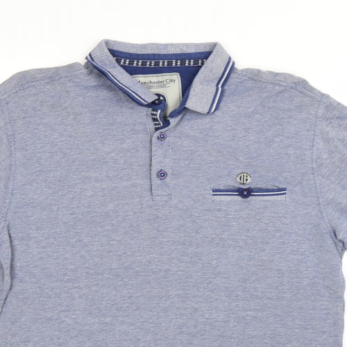 Manchester City Mens Blue  Cotton  Polo Size L Collared