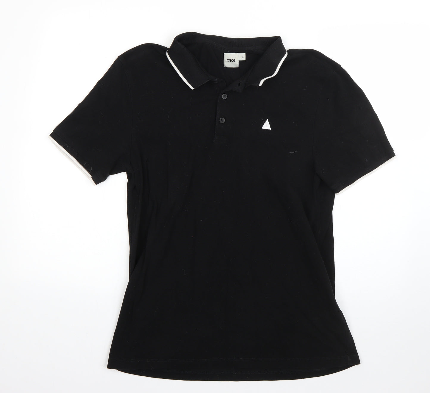 ASOS Mens Black  Cotton  Polo Size L Collared