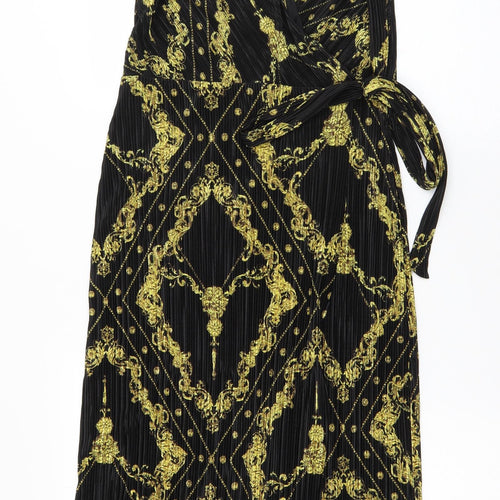 River Island Womens Black Argyle/Diamond Polyester Shift  Size 6  V-Neck