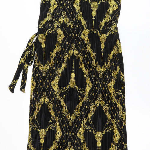 River Island Womens Black Argyle/Diamond Polyester Shift  Size 6  V-Neck