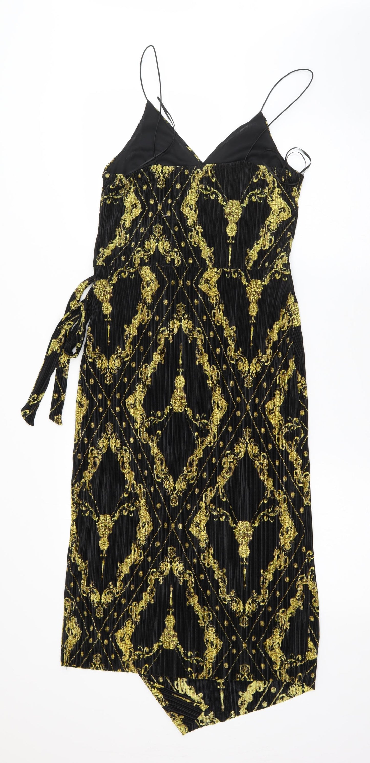 River Island Womens Black Argyle/Diamond Polyester Shift  Size 6  V-Neck