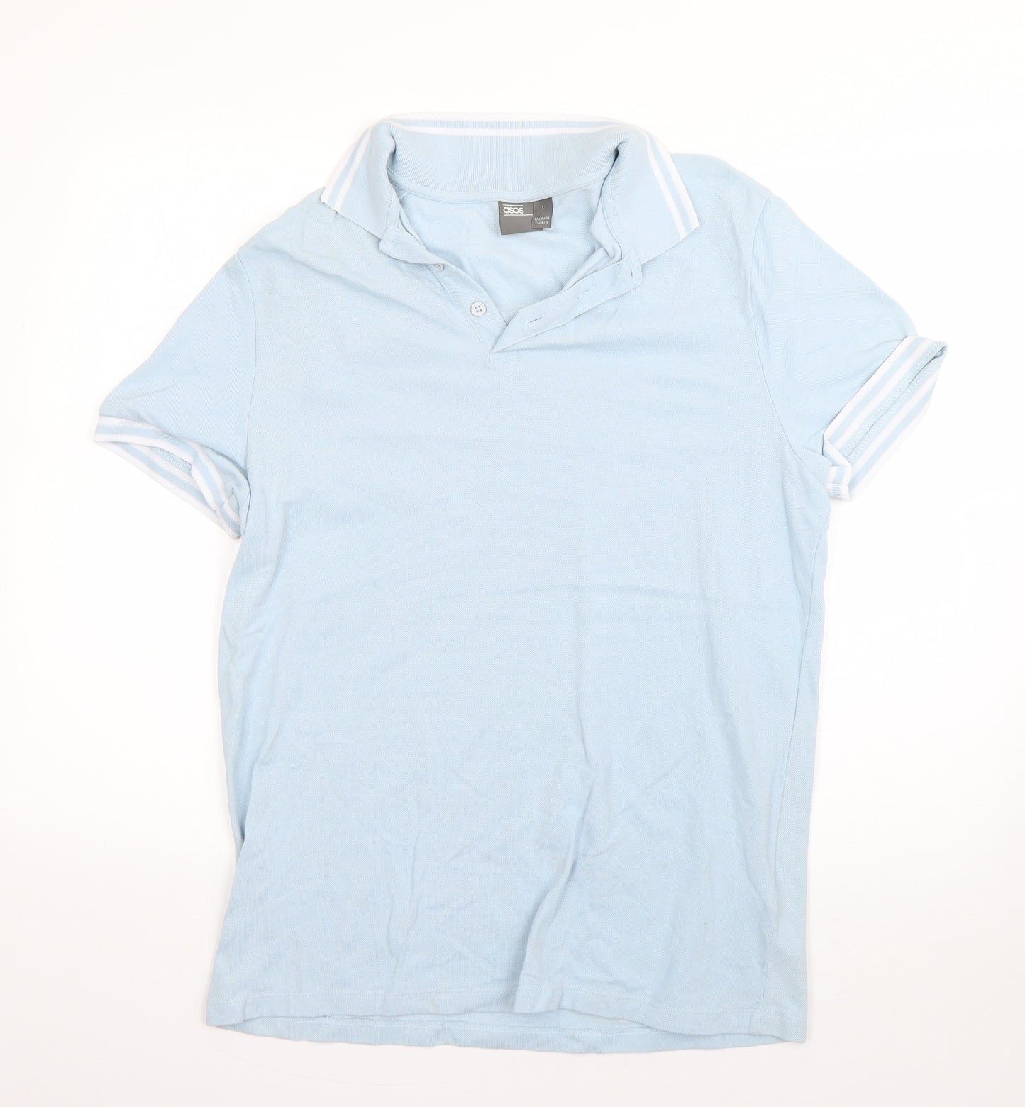 ASOS Mens Blue  Cotton  Polo Size L Collared