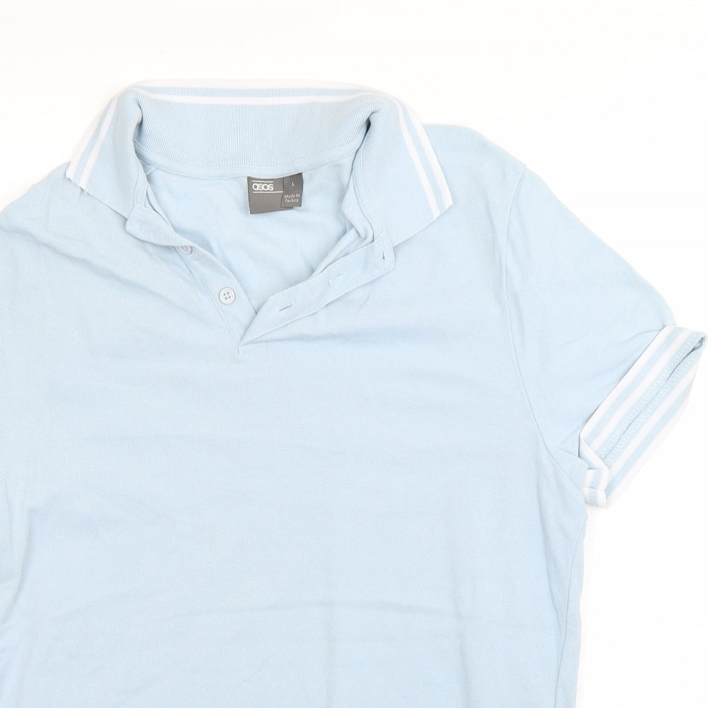ASOS Mens Blue  Cotton  Polo Size L Collared