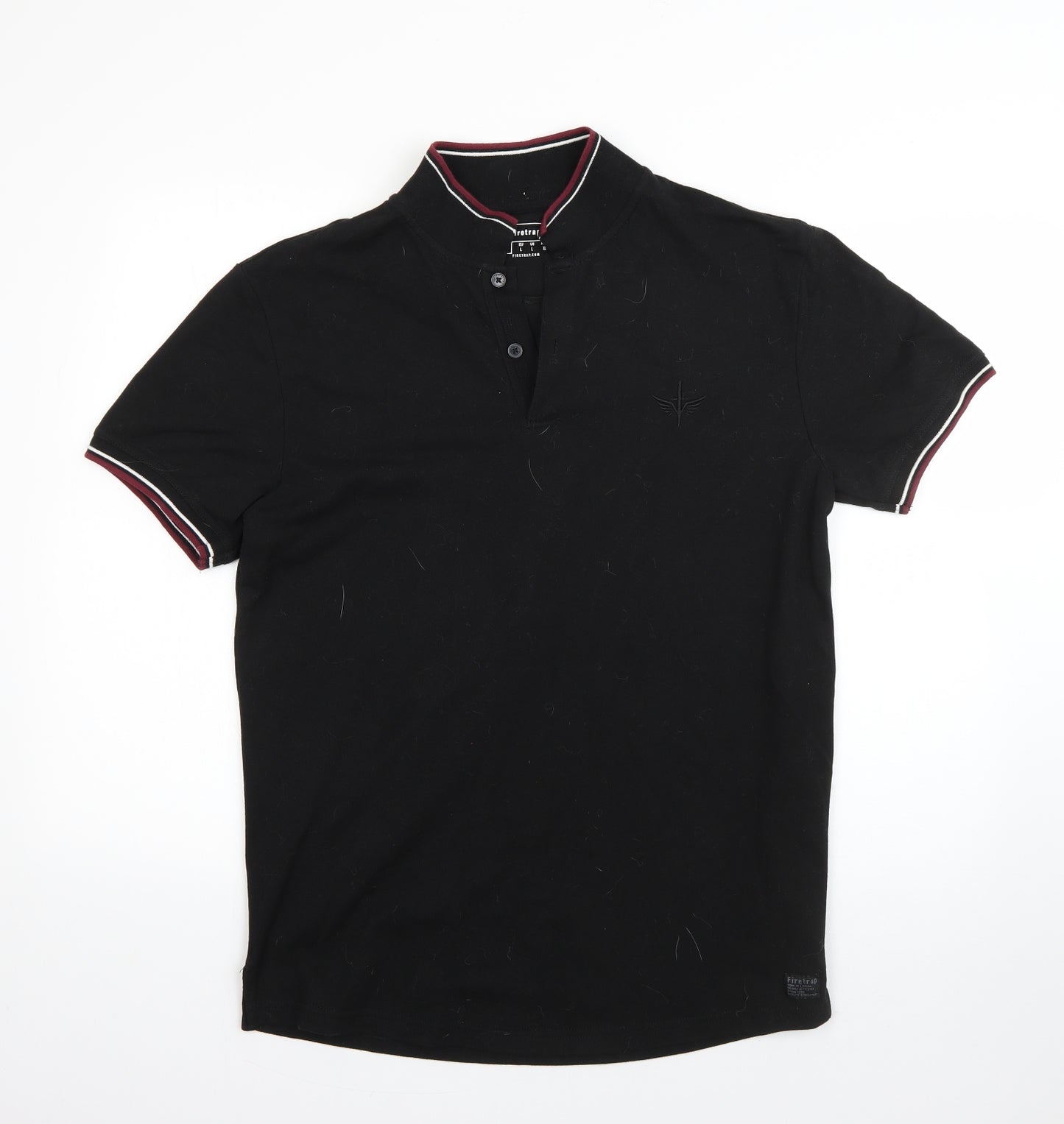 Firetrap Mens Black  Cotton  Polo Size L Collared