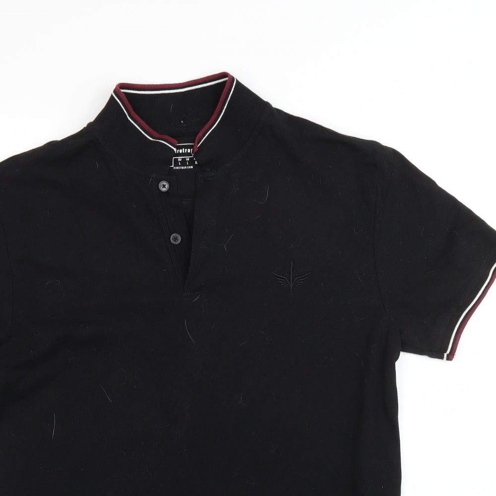 Firetrap Mens Black  Cotton  Polo Size L Collared