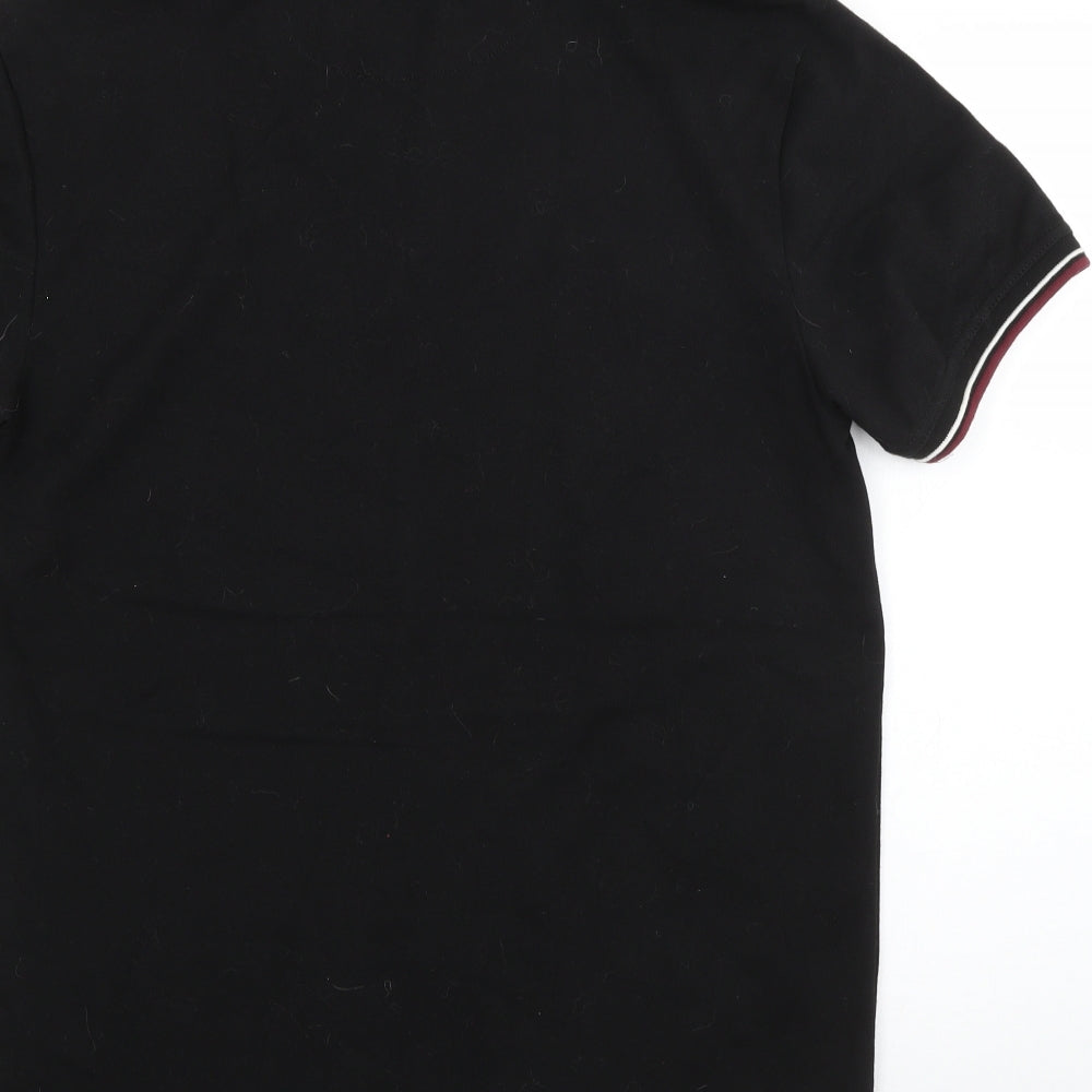 Firetrap Mens Black  Cotton  Polo Size L Collared