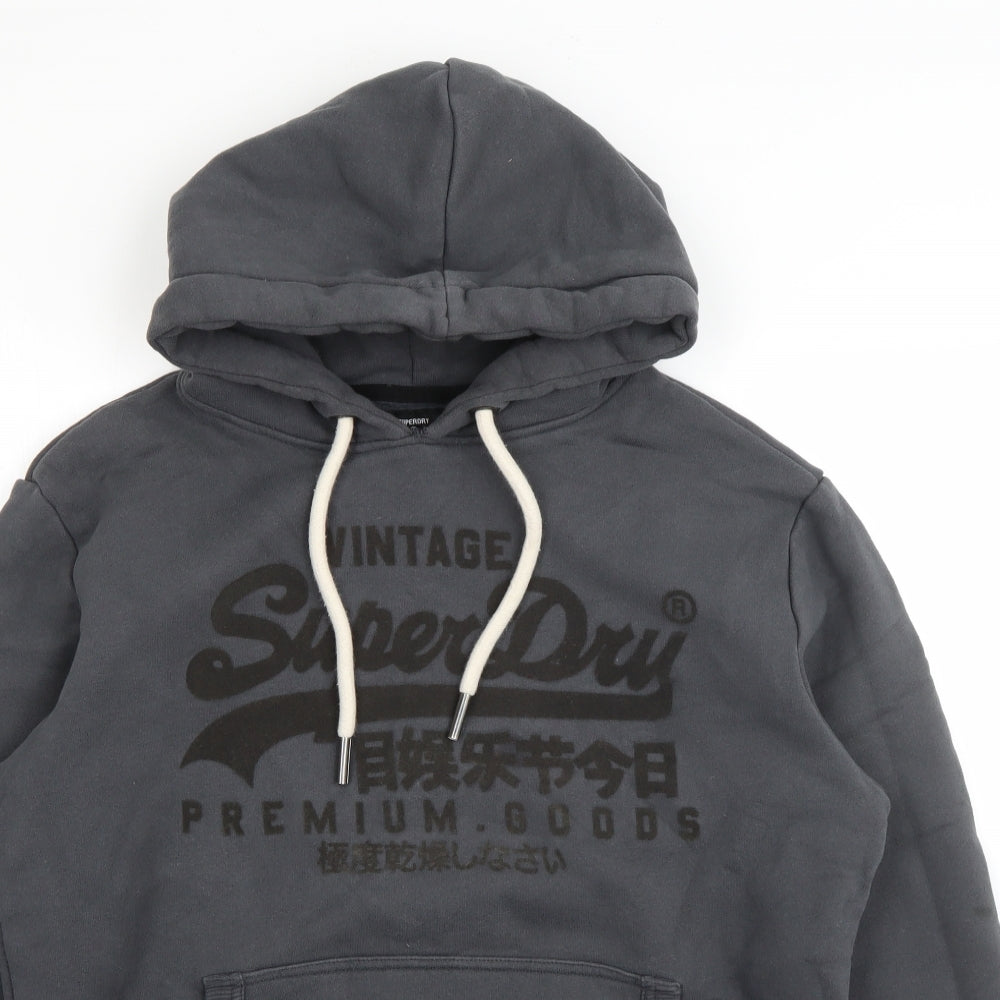 Superdry Mens Grey  Cotton Pullover Hoodie Size L