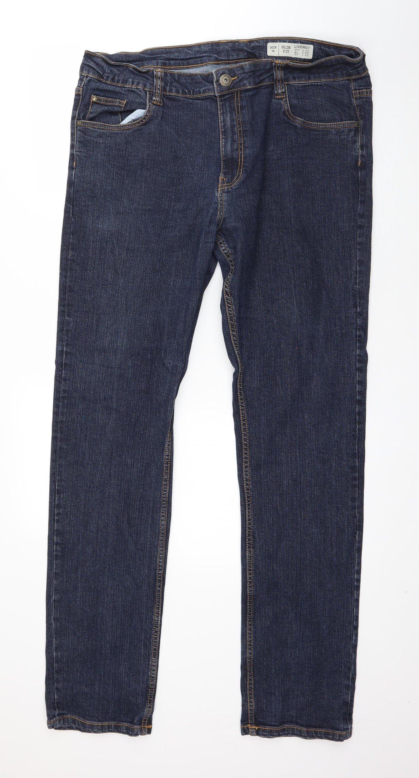 Livergy Mens Blue  Cotton Straight Jeans Size 40 L32 in Regular