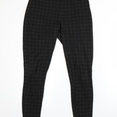 F&F Womens Black Check Viscose Dress Pants Trousers Size 12 L26 in Regular