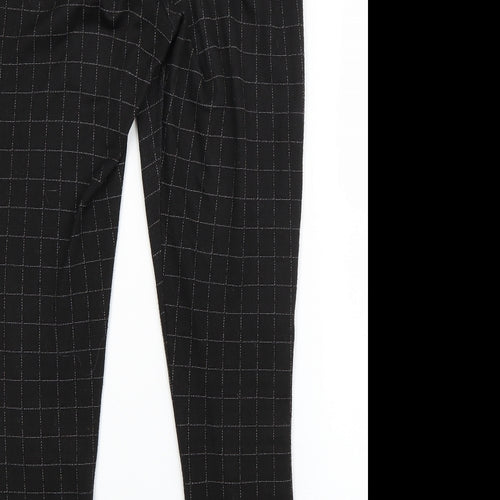 F&F Womens Black Check Viscose Dress Pants Trousers Size 12 L26 in Regular