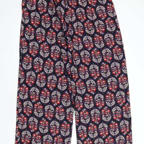 M&S Womens Black Floral Polyester Harem Trousers Size 14 L30 in Regular