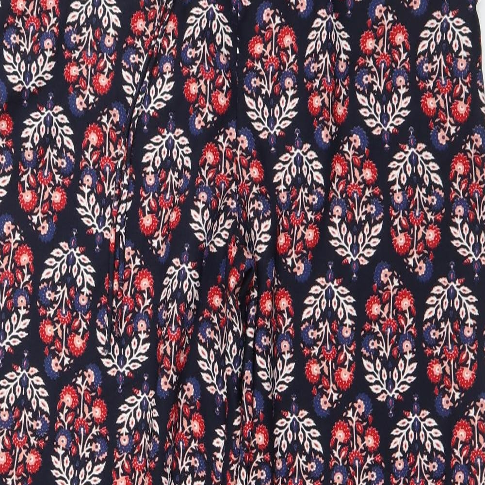 M&S Womens Black Floral Polyester Harem Trousers Size 14 L30 in Regular