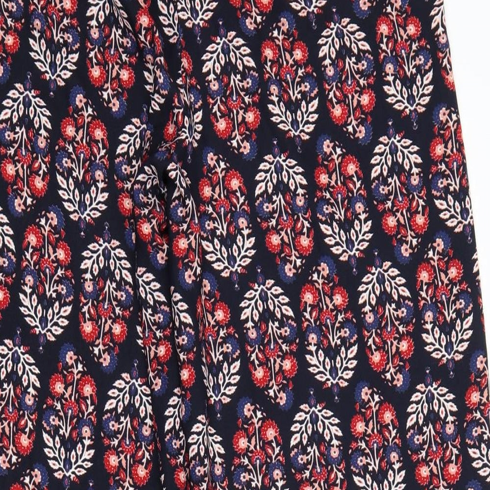 M&S Womens Black Floral Polyester Harem Trousers Size 14 L30 in Regular