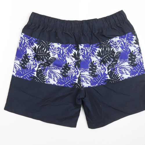 Easy Mens Blue Floral Polyester Cargo Shorts Size M  Regular  - swim beach
