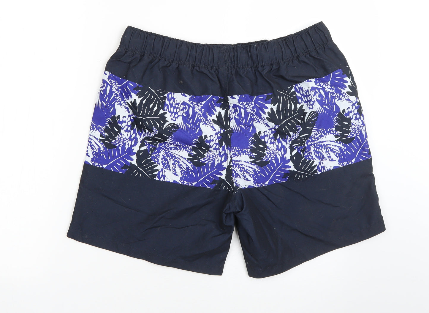 Easy Mens Blue Floral Polyester Cargo Shorts Size M  Regular  - swim beach