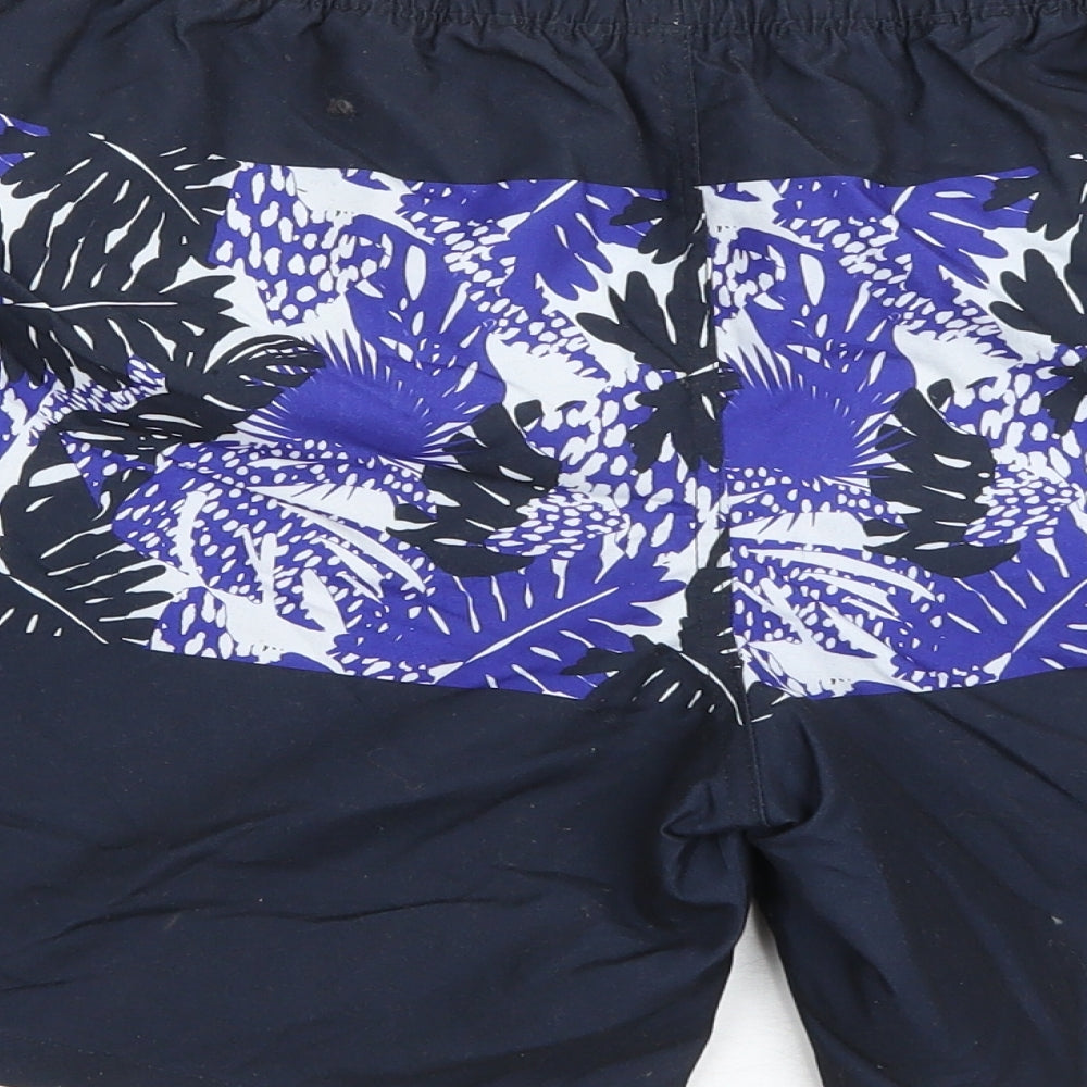 Easy Mens Blue Floral Polyester Cargo Shorts Size M  Regular  - swim beach