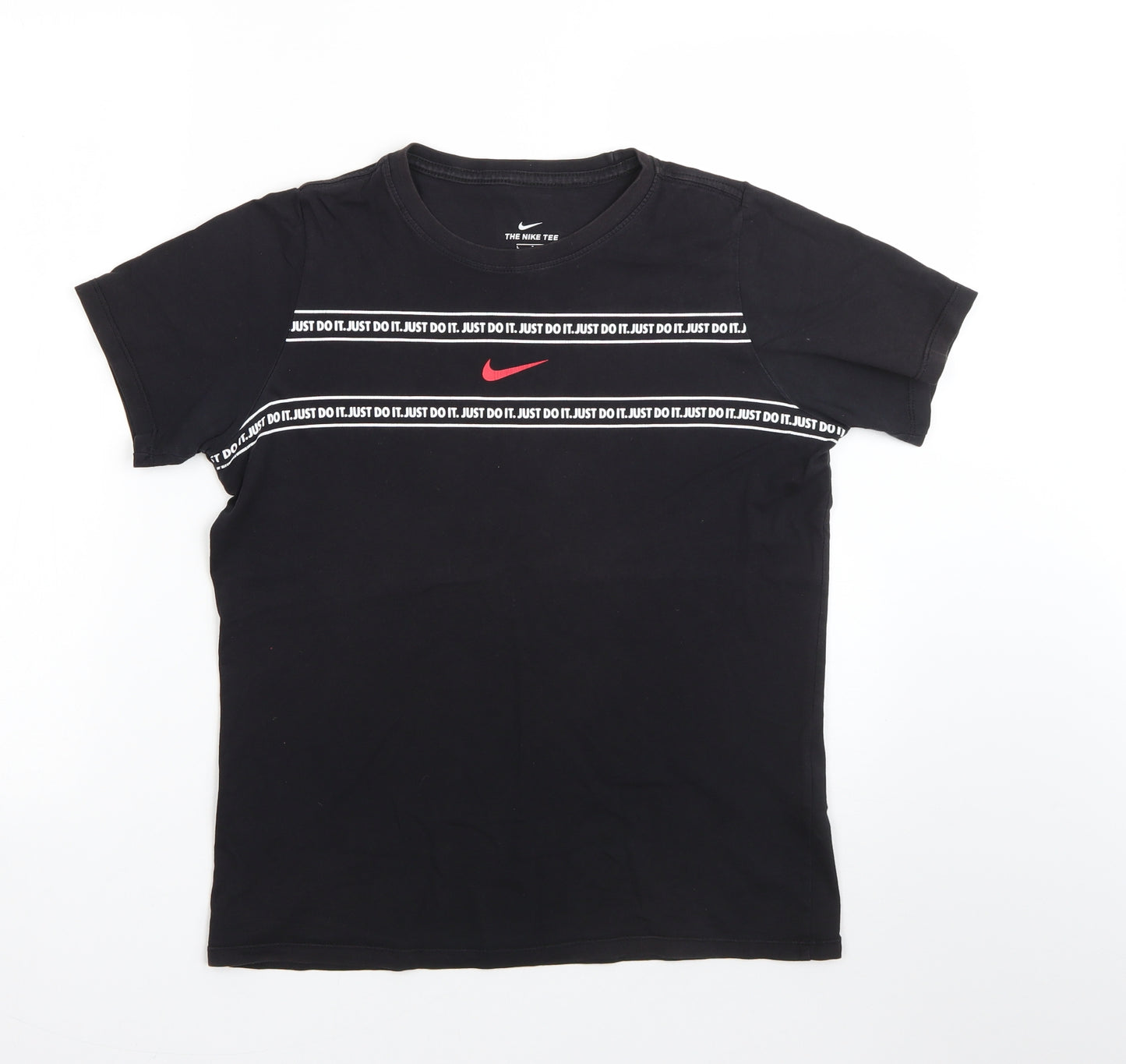 Nike Boys Black  Cotton Basic T-Shirt Size 12-13 Years Round Neck
