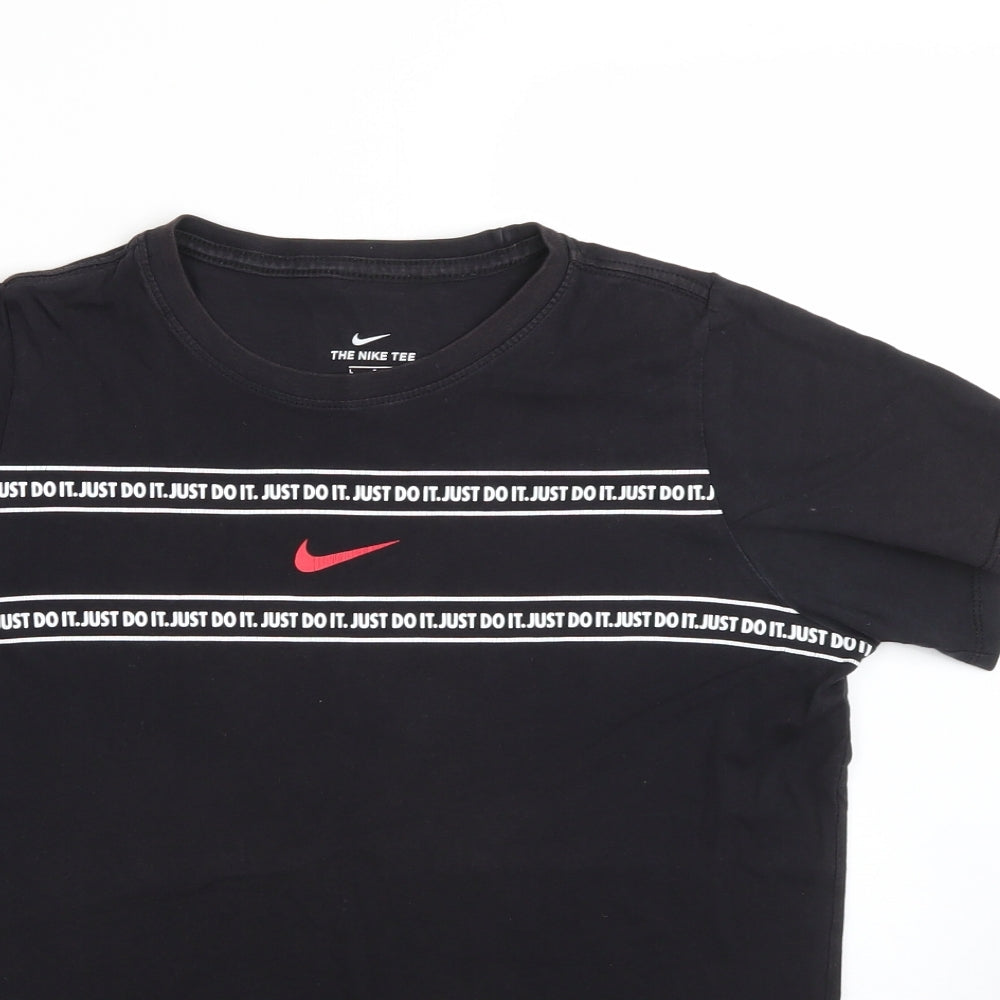 Nike Boys Black  Cotton Basic T-Shirt Size 12-13 Years Round Neck