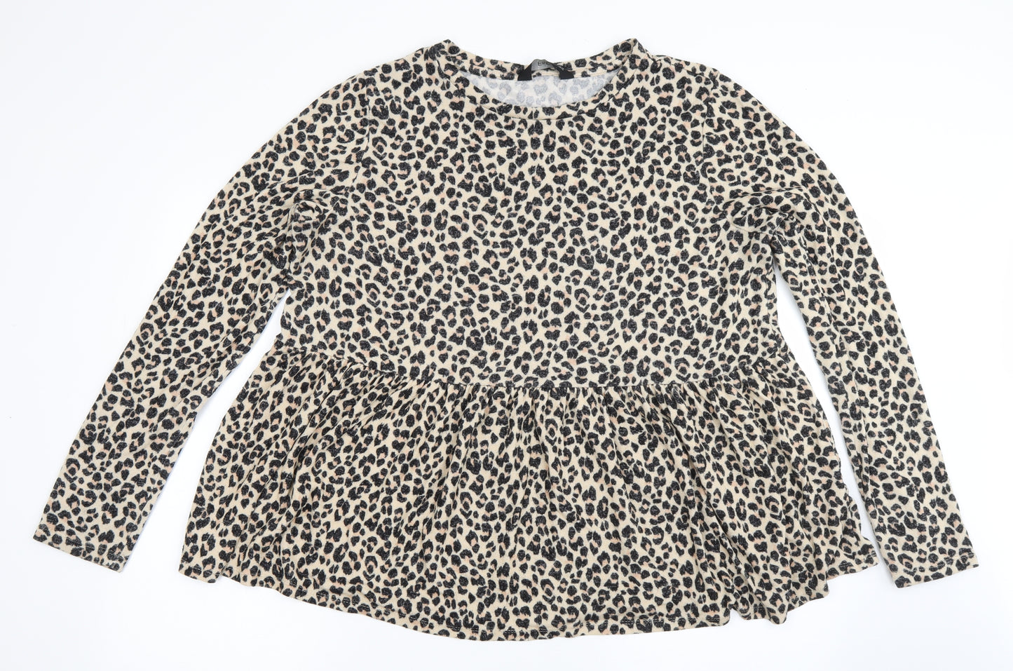 F&F Womens Brown Animal Print Viscose Jumper Dress  Size 16  Round Neck