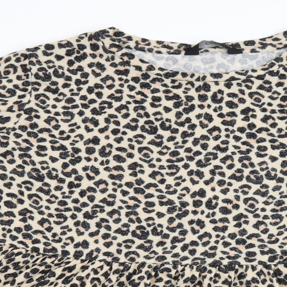 F&F Womens Brown Animal Print Viscose Jumper Dress  Size 16  Round Neck