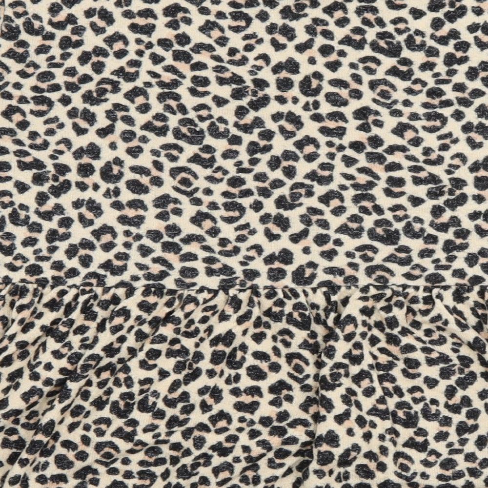 F&F Womens Brown Animal Print Viscose Jumper Dress  Size 16  Round Neck