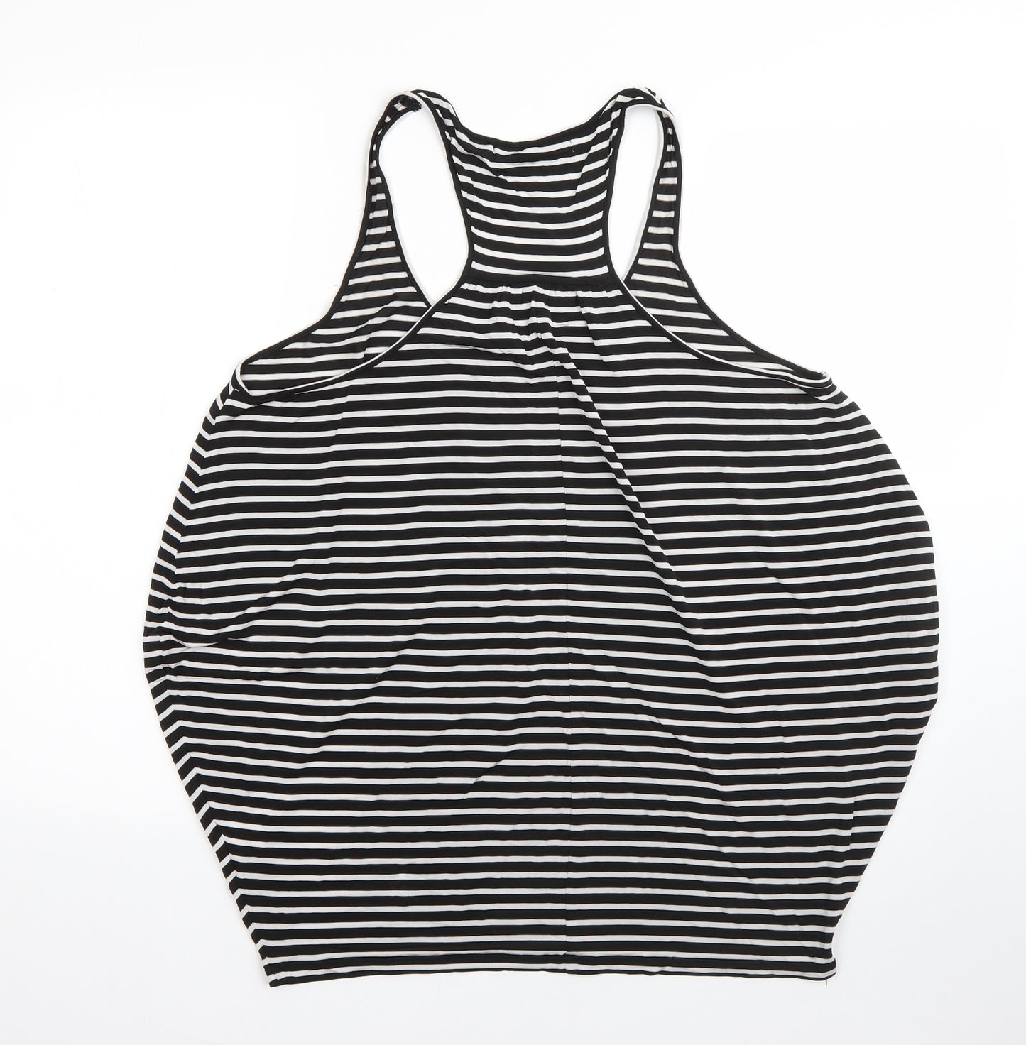 Reiss Womens Black Striped Polyester Basic Blouse Size S Round Neck