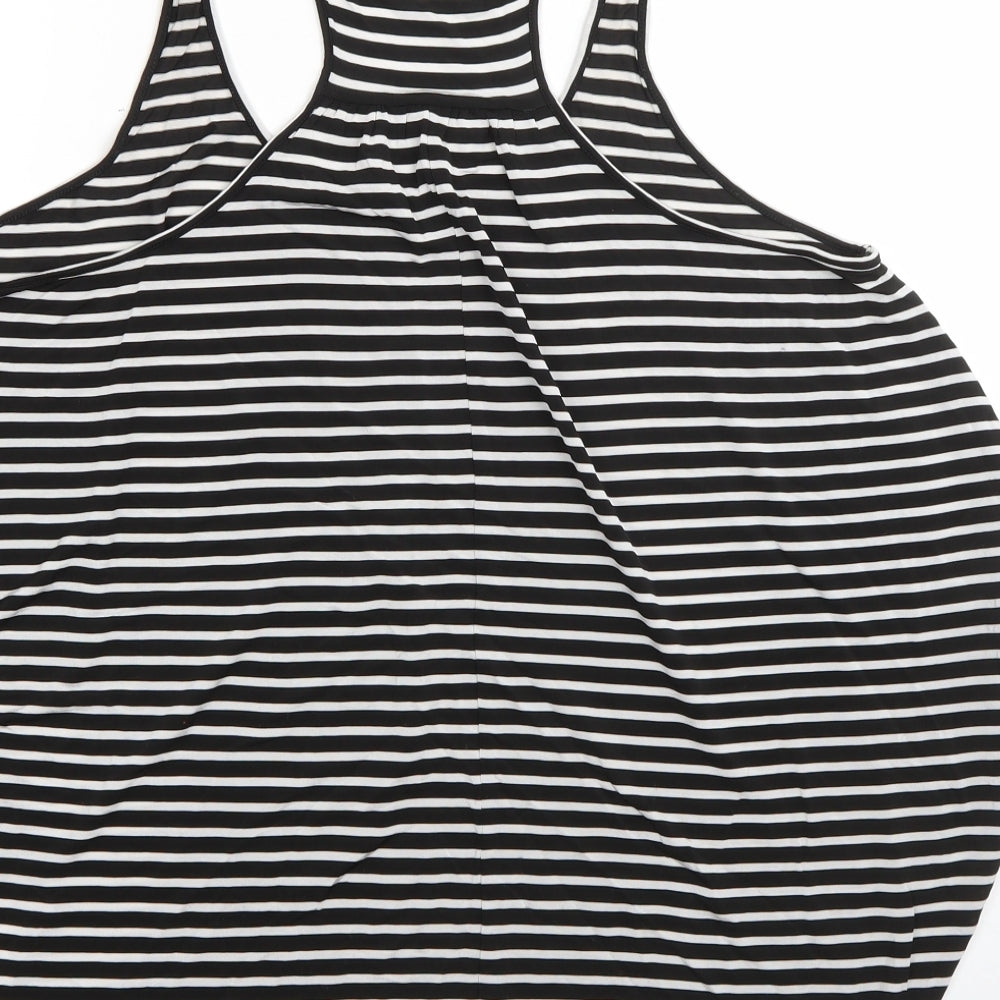 Reiss Womens Black Striped Polyester Basic Blouse Size S Round Neck