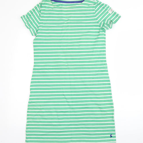 Joules Womens Green Striped Cotton T-Shirt Dress  Size 10  Round Neck