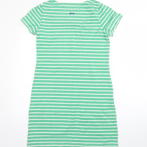 Joules Womens Green Striped Cotton T-Shirt Dress  Size 10  Round Neck