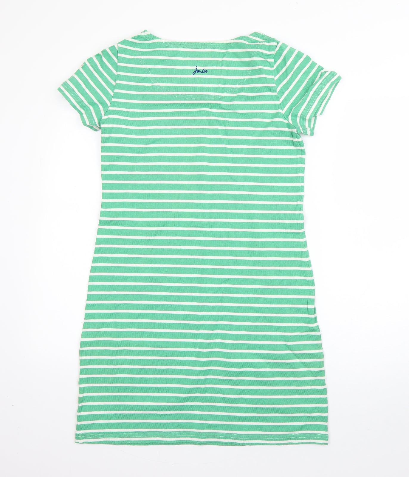 Joules Womens Green Striped Cotton T-Shirt Dress  Size 10  Round Neck