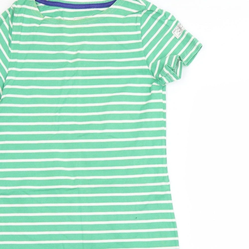 Joules Womens Green Striped Cotton T-Shirt Dress  Size 10  Round Neck