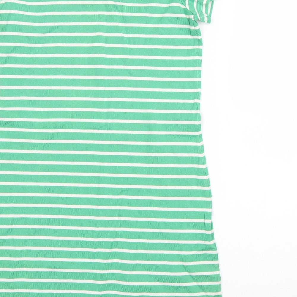 Joules Womens Green Striped Cotton T-Shirt Dress  Size 10  Round Neck