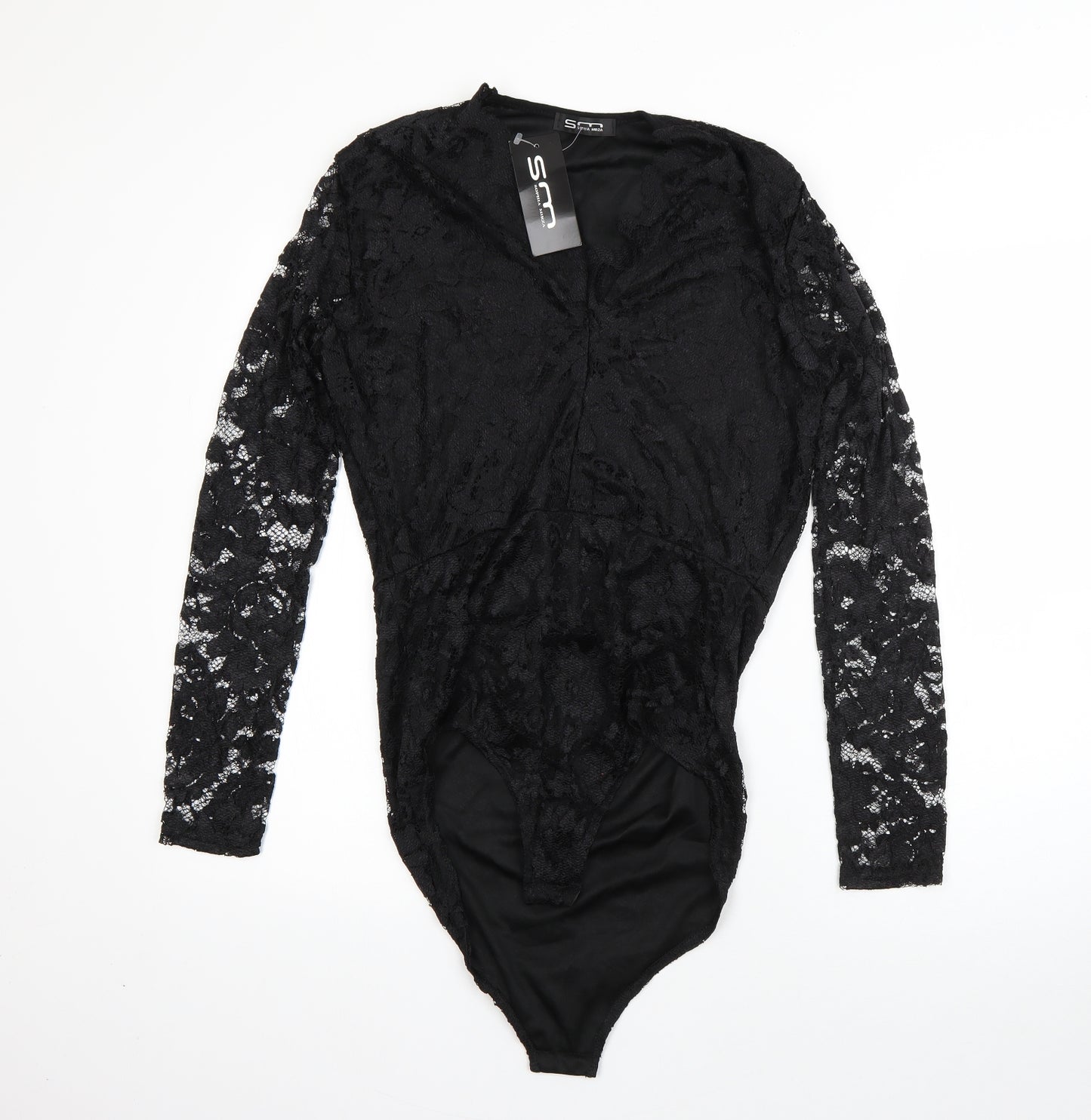 Sophia Mirza Womens Black Floral Polyester Romper One-Piece Size 10