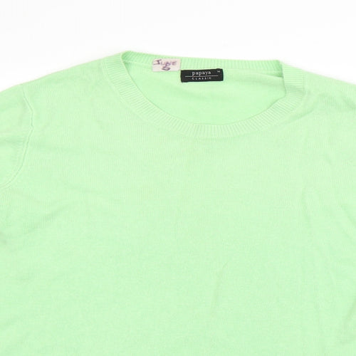 Papaya Womens Green Round Neck  Acrylic Pullover Jumper Size 14