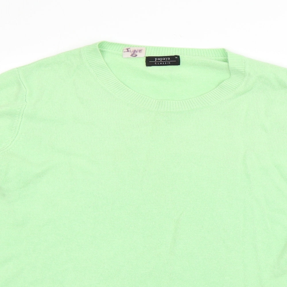 Papaya Womens Green Round Neck  Acrylic Pullover Jumper Size 14