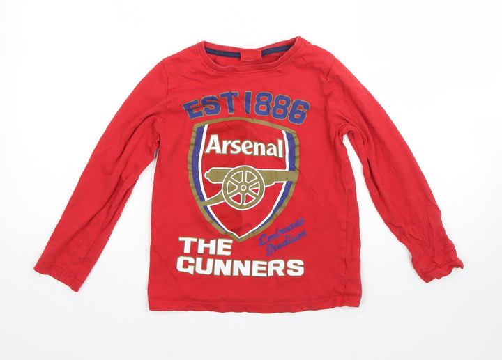 Arsenal Boys Red Cotton Basic T-Shirt Size 8-9 Years Round Neck