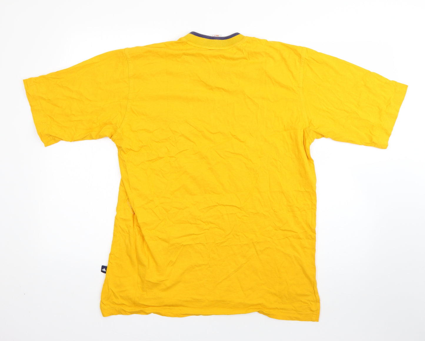 adidas Mens Yellow  Cotton  T-Shirt Size L V-Neck