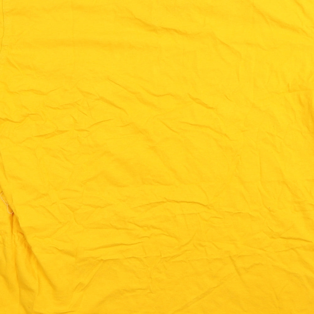 adidas Mens Yellow  Cotton  T-Shirt Size L V-Neck