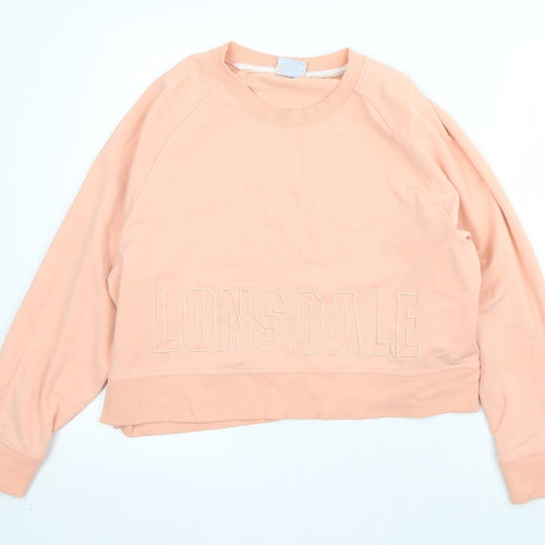 Lonsdale Womens Pink Round Neck  Polyester Pullover Jumper Size 18
