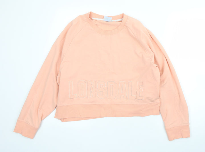 Lonsdale Womens Pink Round Neck Polyester Pullover Jumper Size 18