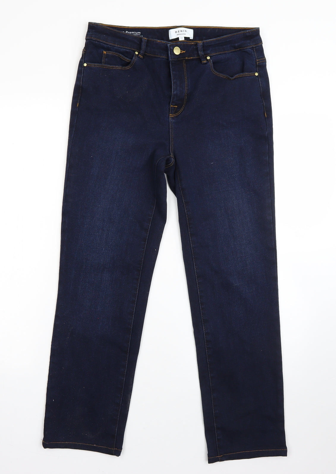 Monsoon Womens Blue  Cotton Straight Jeans Size 12 L28 in Regular