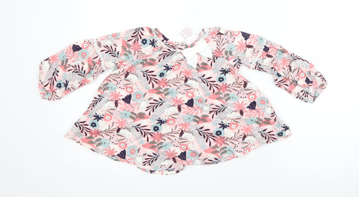 Tommy Bahama Girls Pink Floral Rayon Shift Size 12 Months Round Neck