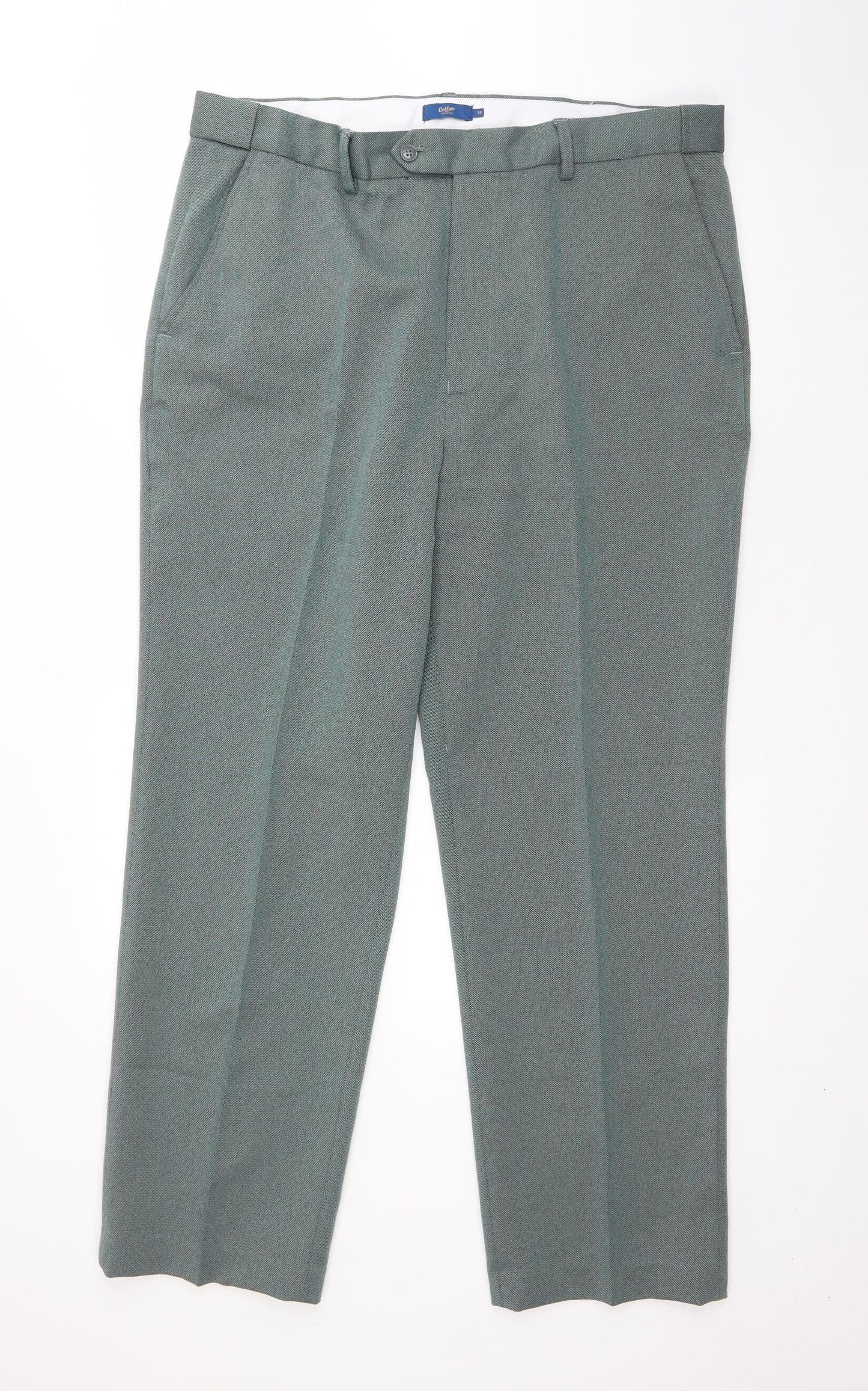 Cotton Traders Mens Green  Polyester Dress Pants Trousers Size 38 L28 in Regular