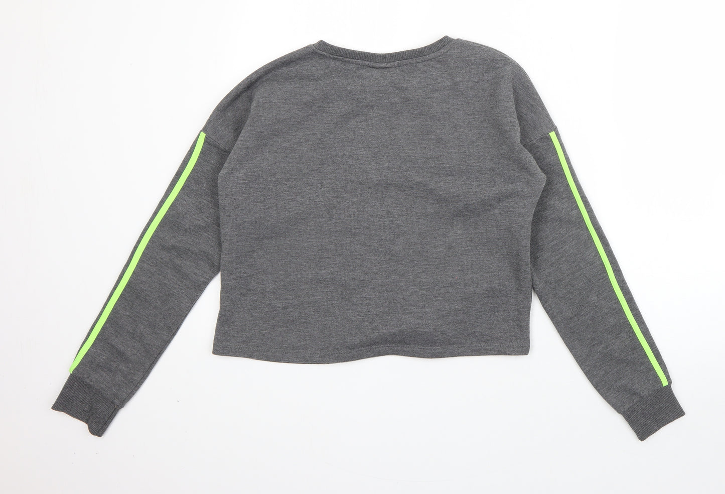 Preworn Girls Grey  Cotton Pullover Sweatshirt Size 12-13 Years   - Unicorns