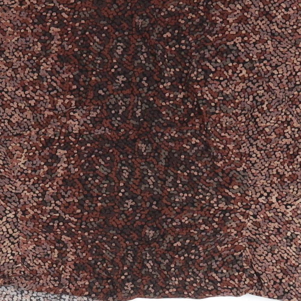 H&M Womens Brown Animal Print Viscose Basic Blouse Size 10 V-Neck - Ruched Front