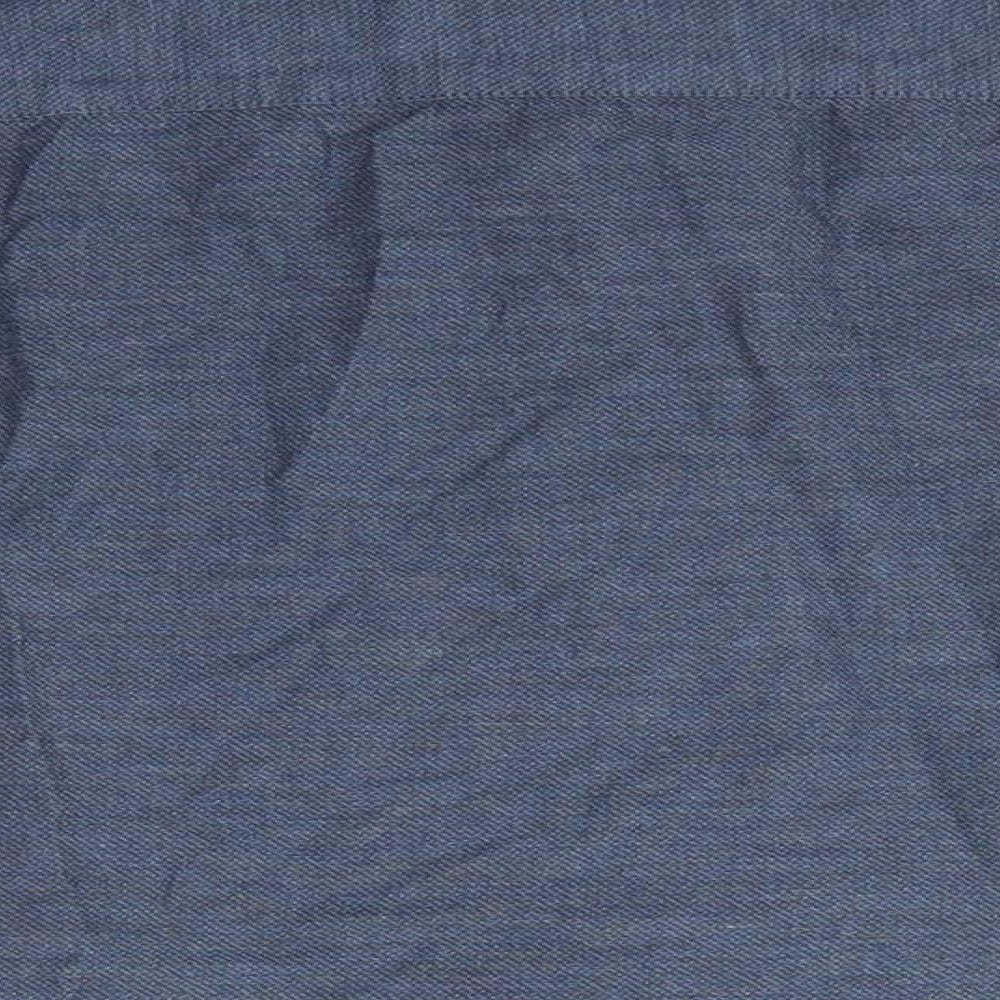 NEXT Boys Blue  Cotton Basic Button-Up Size 6 Years Round Neck Button - Mandarin Collar with trim