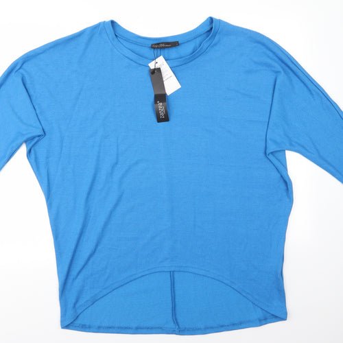 Zansea Womens Blue Round Neck  Polyester Pullover Jumper Size L   - Sky Blue Subtle batwing