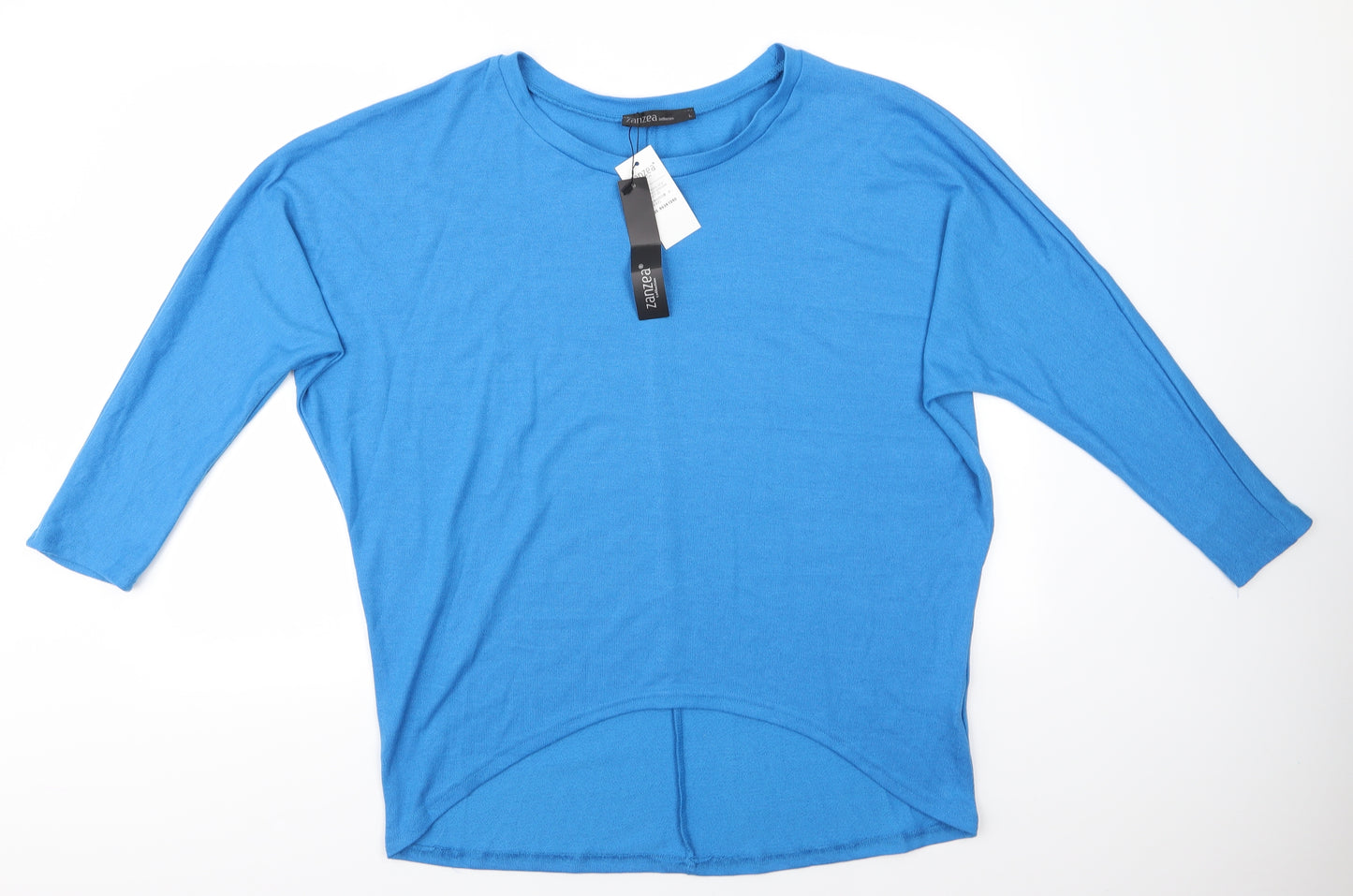 Zansea Womens Blue Round Neck  Polyester Pullover Jumper Size L   - Sky Blue Subtle batwing