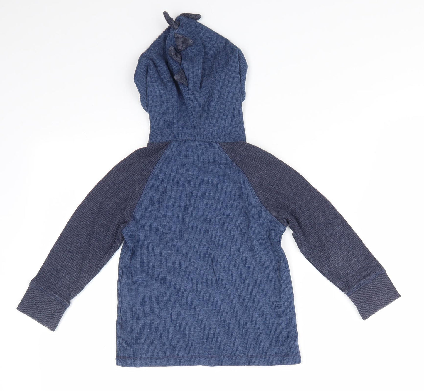NEXT Boys Blue Colourblock Cotton Pullover Hoodie Size 2-3 Years  Pullover - Dinasour Hood